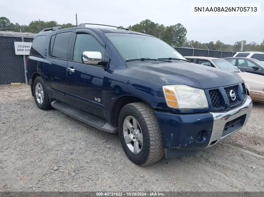 2006 Nissan Armada Se VIN: 5N1AA08A26N705713 Lot: 40721622