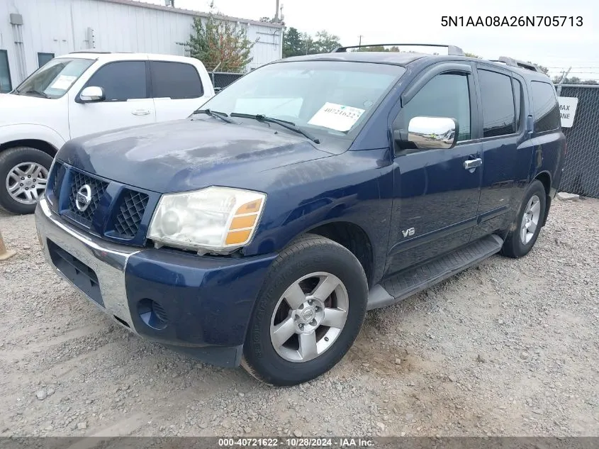 2006 Nissan Armada Se VIN: 5N1AA08A26N705713 Lot: 40721622