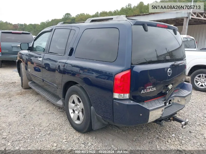 2006 Nissan Armada Se VIN: 5N1AA08A26N705713 Lot: 40721622