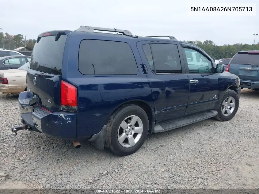 2006 Nissan Armada Se VIN: 5N1AA08A26N705713 Lot: 40721622