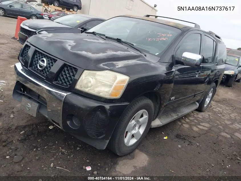 2006 Nissan Armada Se VIN: 5N1AA08A16N737617 Lot: 40734164