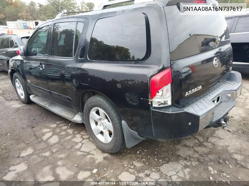 2006 Nissan Armada Se VIN: 5N1AA08A16N737617 Lot: 40734164