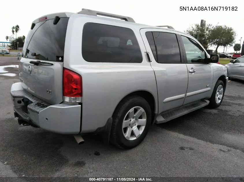 2006 Nissan Armada VIN: 5N1AA08A16N719182 Lot: 40791187