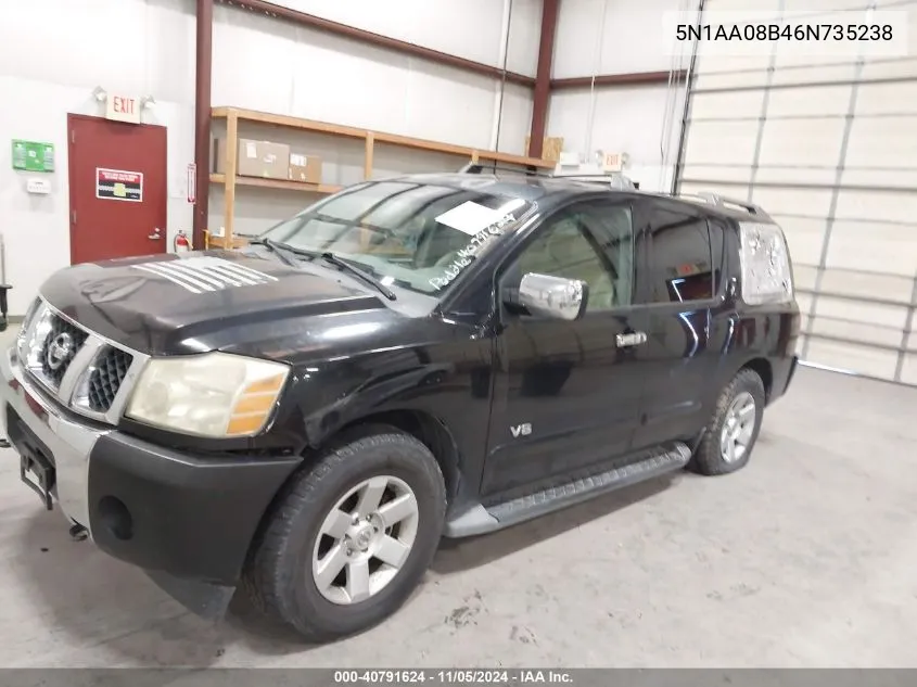 2006 Nissan Armada Le VIN: 5N1AA08B46N735238 Lot: 40791624