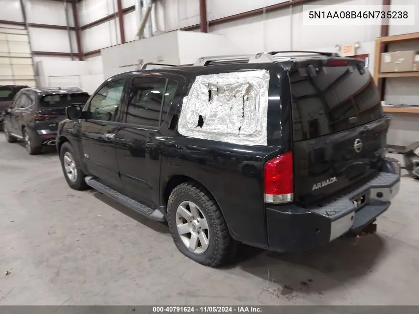 2006 Nissan Armada Le VIN: 5N1AA08B46N735238 Lot: 40791624