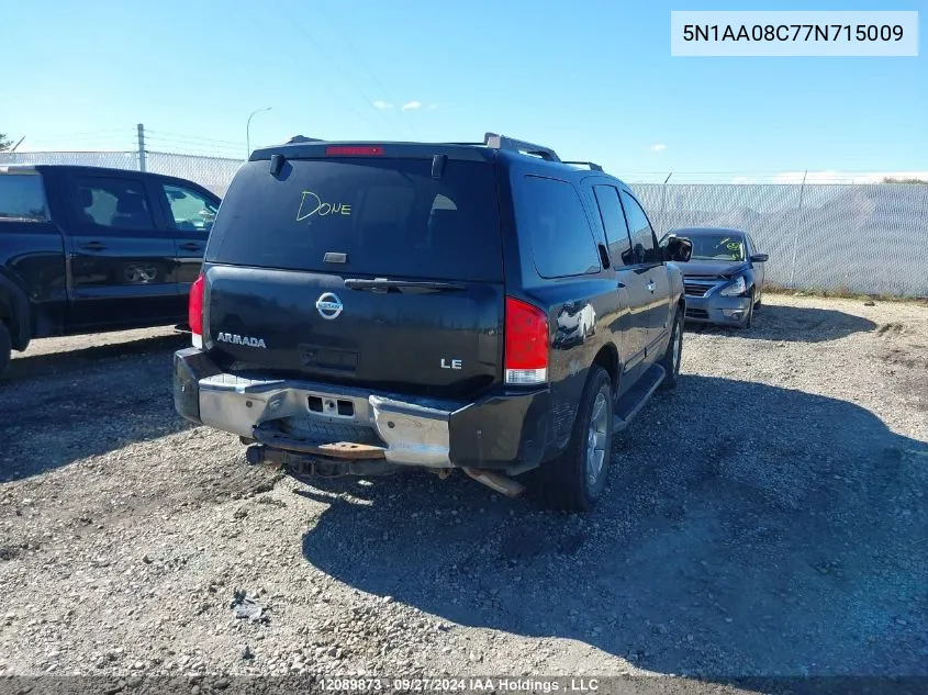 2007 Nissan Armada Se/Le VIN: 5N1AA08C77N715009 Lot: 12089873