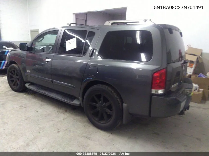 2007 Nissan Armada Le VIN: 5N1BA08C27N701491 Lot: 39388178