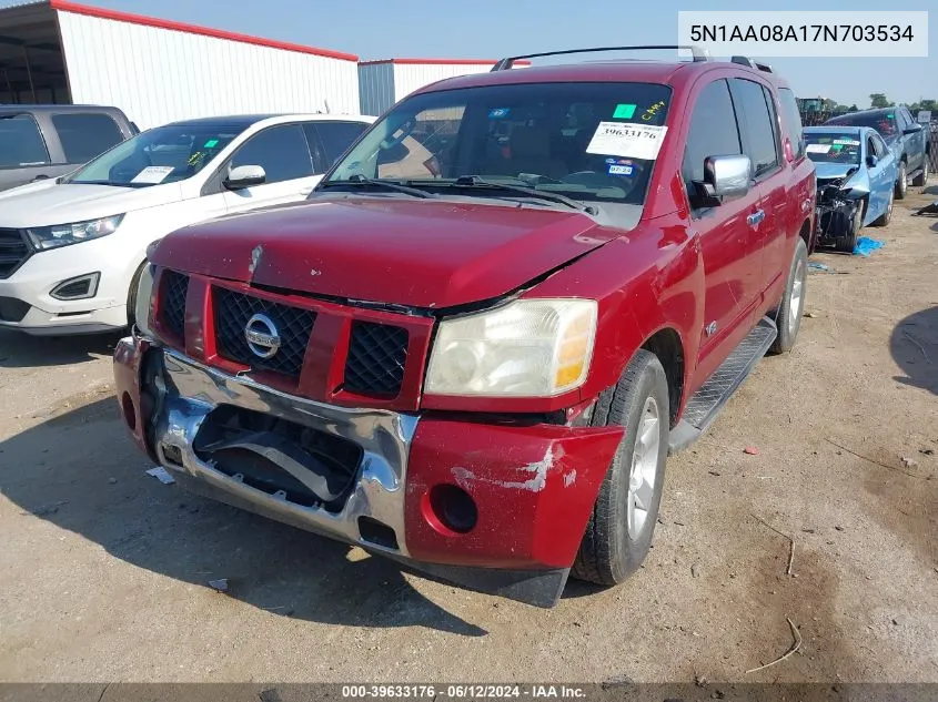 2007 Nissan Armada Se VIN: 5N1AA08A17N703534 Lot: 39633176