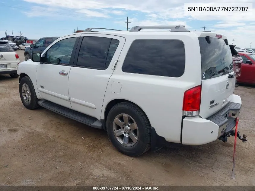 2007 Nissan Armada Le VIN: 5N1BA08A77N722707 Lot: 39757724