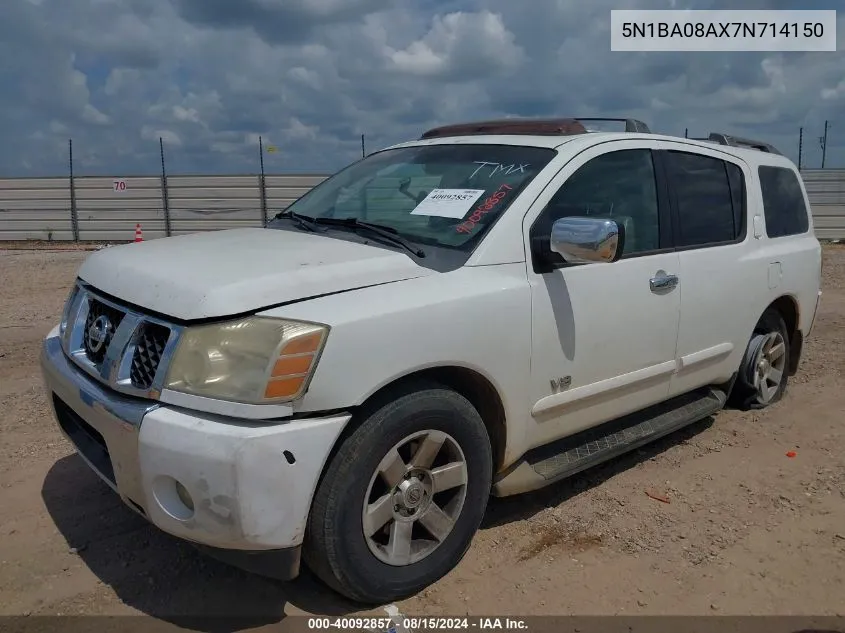 2007 Nissan Armada Le VIN: 5N1BA08AX7N714150 Lot: 40092857