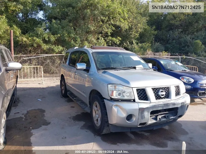 2007 Nissan Armada Se VIN: 5N1BA08A27N712425 Lot: 40139823