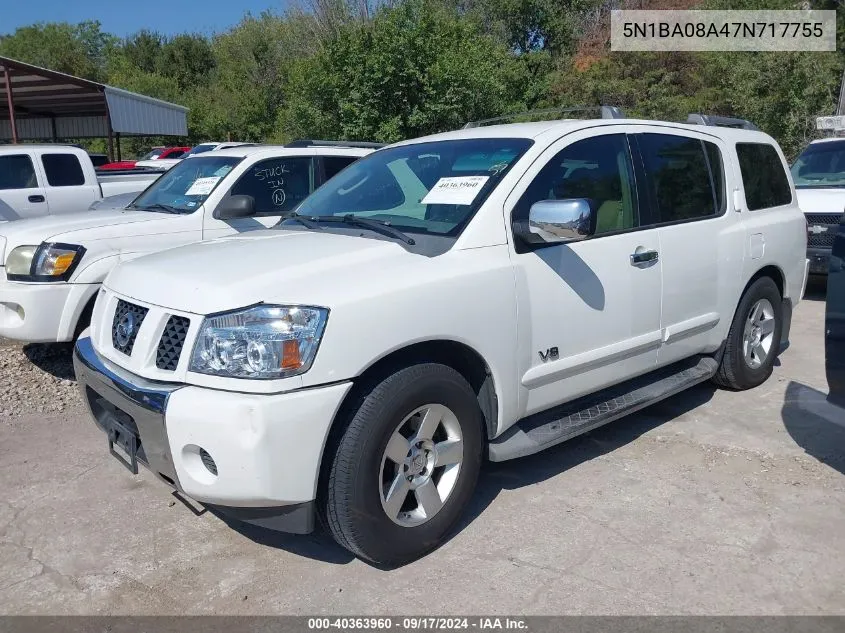 2007 Nissan Armada Se VIN: 5N1BA08A47N717755 Lot: 40363960