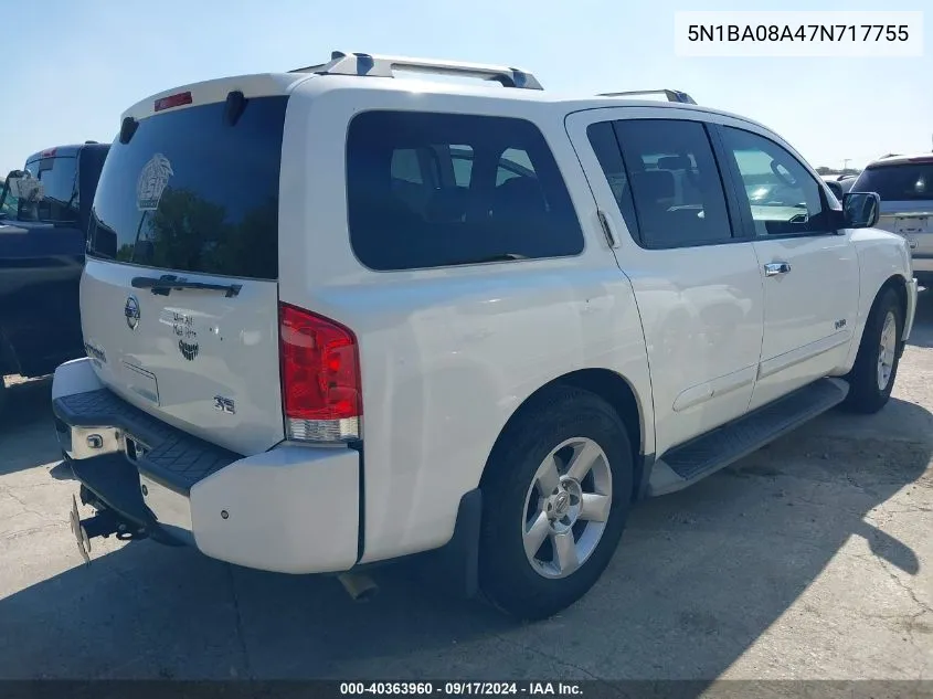 2007 Nissan Armada Se VIN: 5N1BA08A47N717755 Lot: 40363960