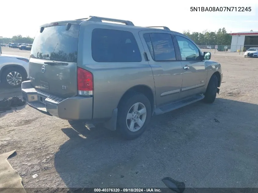 2007 Nissan Armada Se/Le VIN: 5N1BA08A07N712245 Lot: 40376320