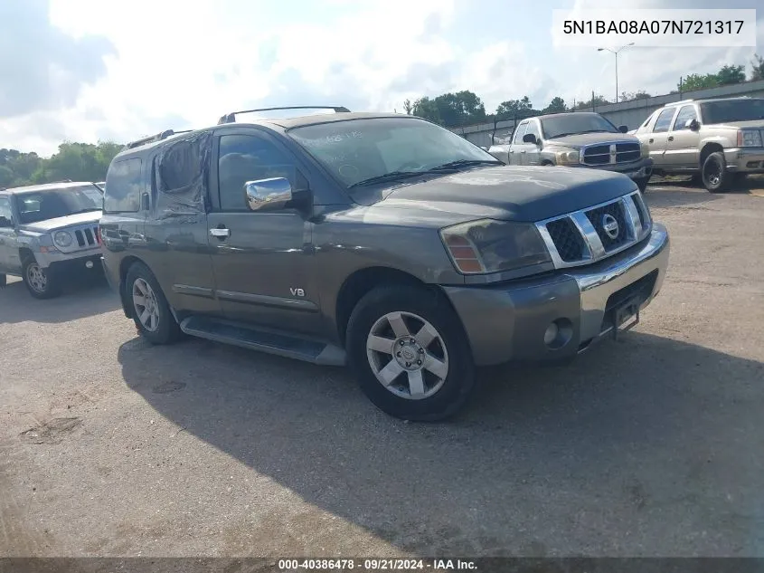 2007 Nissan Armada Le VIN: 5N1BA08A07N721317 Lot: 40386478