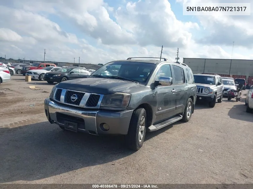 2007 Nissan Armada Le VIN: 5N1BA08A07N721317 Lot: 40386478