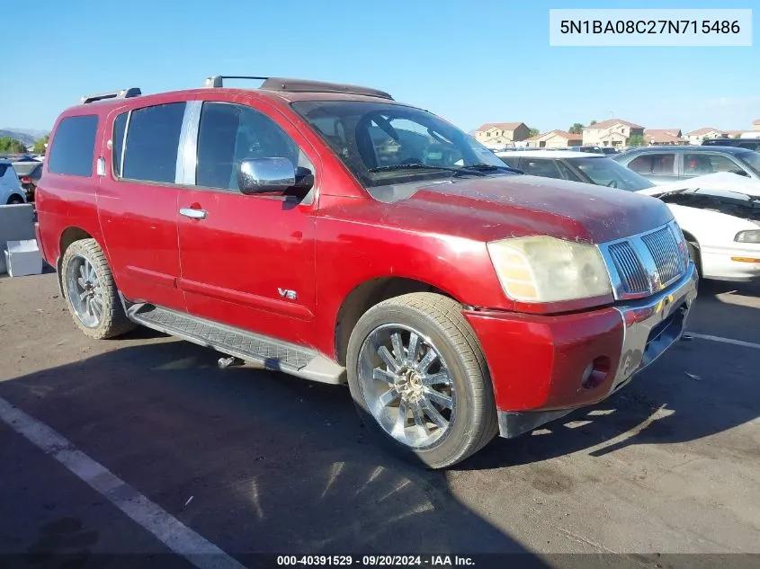 2007 Nissan Armada Le VIN: 5N1BA08C27N715486 Lot: 40391529