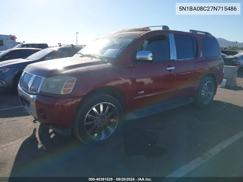 2007 Nissan Armada Le VIN: 5N1BA08C27N715486 Lot: 40391529