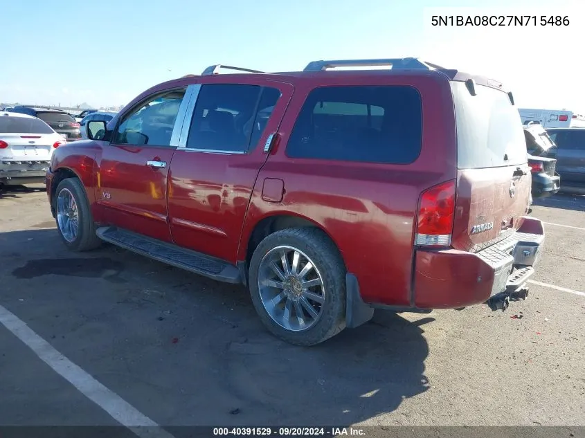 2007 Nissan Armada Le VIN: 5N1BA08C27N715486 Lot: 40391529