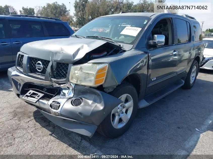 2007 Nissan Armada Se VIN: 5N1AA08A87N714062 Lot: 40453411