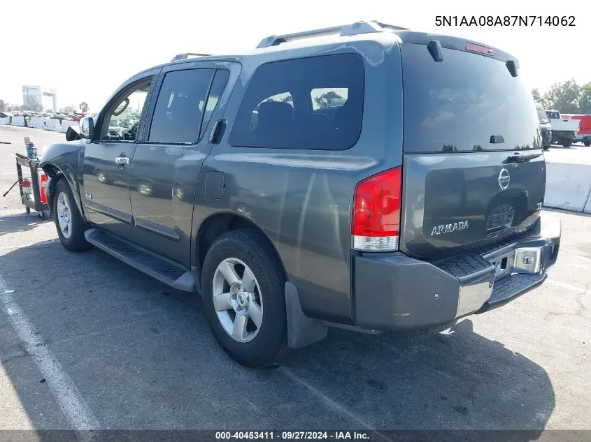 2007 Nissan Armada Se VIN: 5N1AA08A87N714062 Lot: 40453411