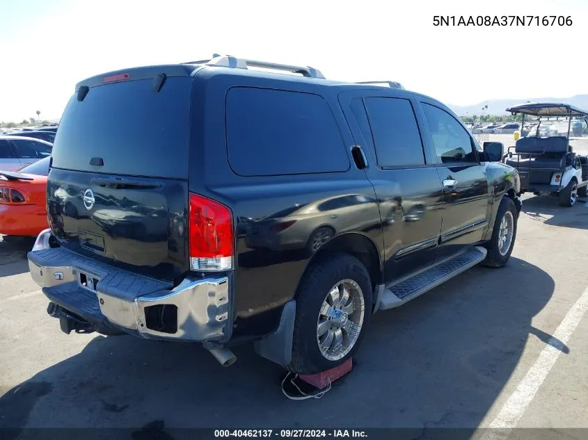 2007 Nissan Armada Se VIN: 5N1AA08A37N716706 Lot: 40462137