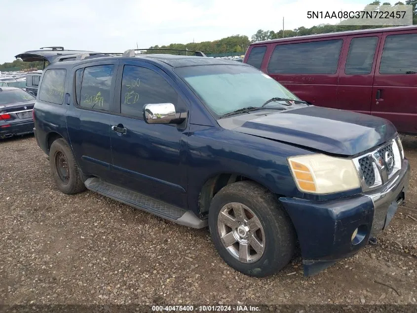 2007 Nissan Armada Le VIN: 5N1AA08C37N722457 Lot: 40475400