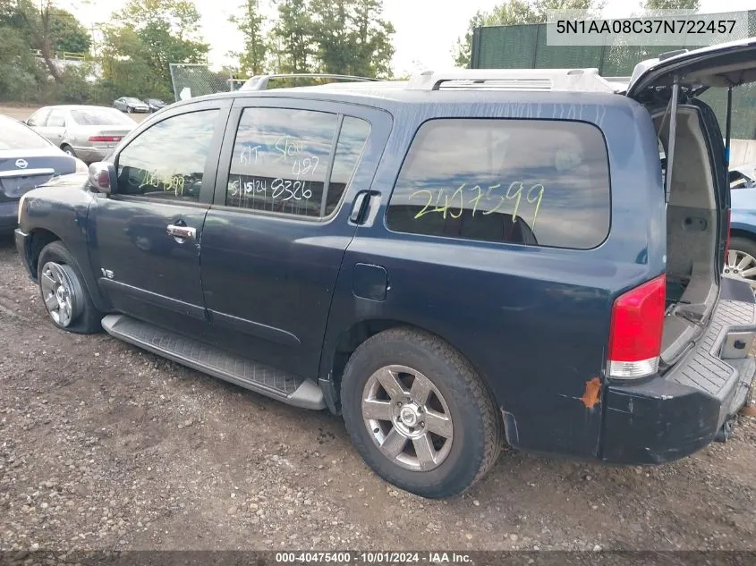 2007 Nissan Armada Le VIN: 5N1AA08C37N722457 Lot: 40475400