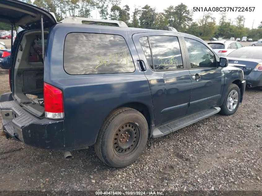 2007 Nissan Armada Le VIN: 5N1AA08C37N722457 Lot: 40475400