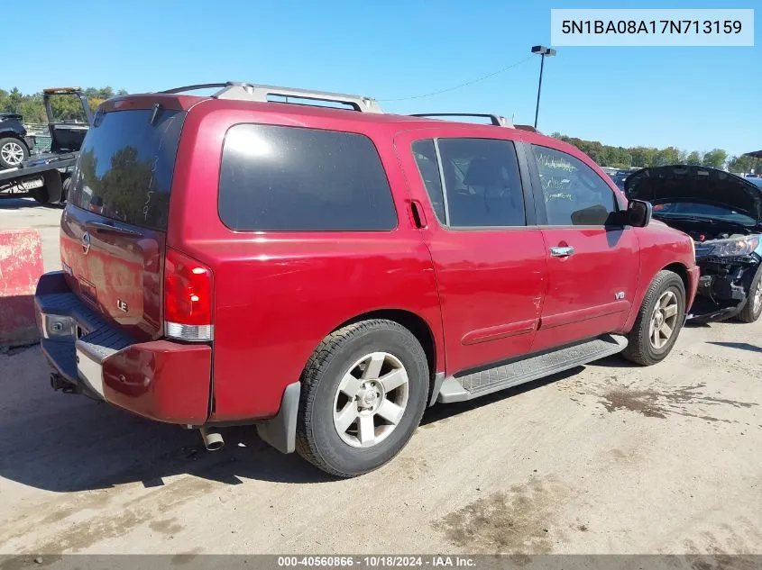 2007 Nissan Armada Le VIN: 5N1BA08A17N713159 Lot: 40560866