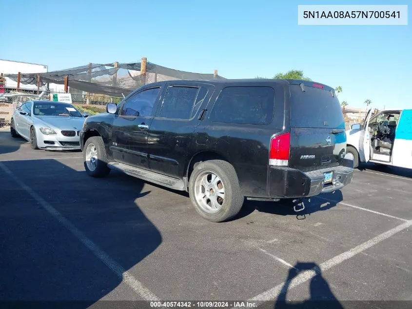 2007 Nissan Armada Se VIN: 5N1AA08A57N700541 Lot: 40574342