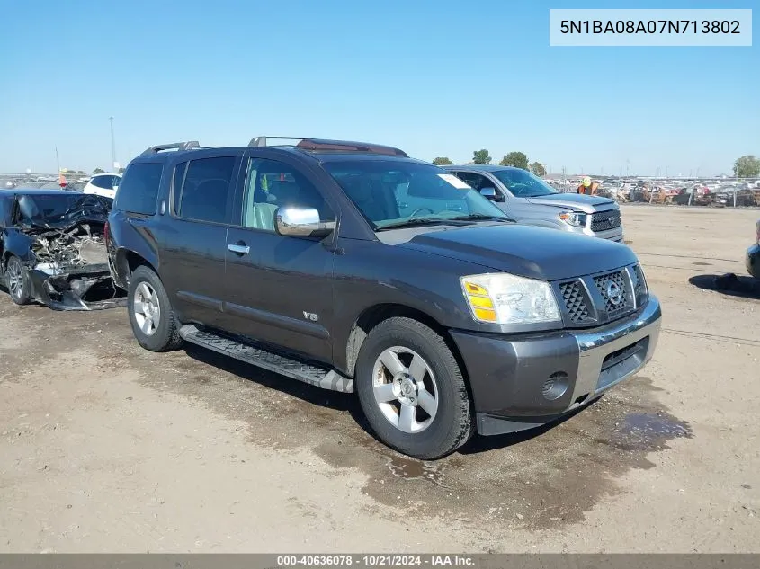 2007 Nissan Armada Se VIN: 5N1BA08A07N713802 Lot: 40636078