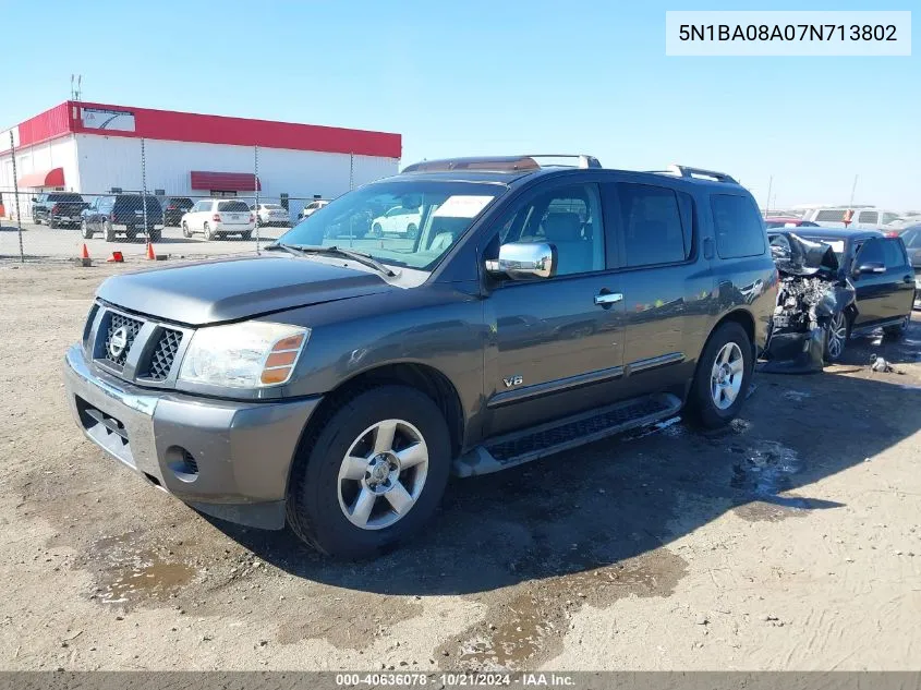 2007 Nissan Armada Se VIN: 5N1BA08A07N713802 Lot: 40636078