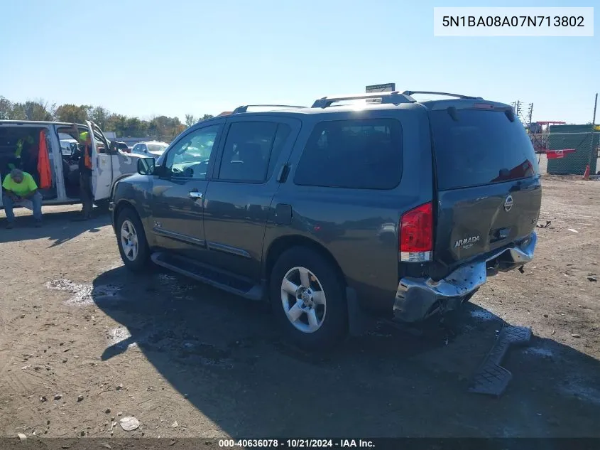 2007 Nissan Armada Se VIN: 5N1BA08A07N713802 Lot: 40636078