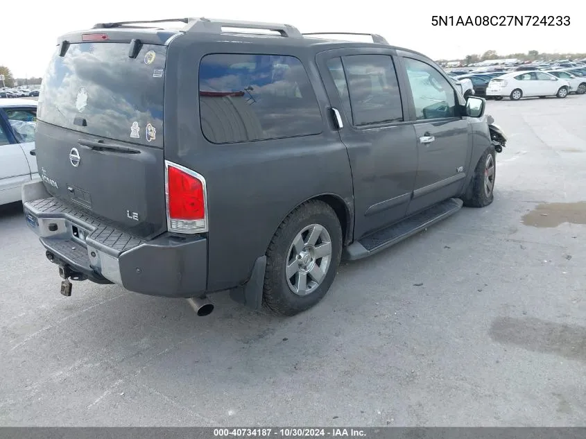 2007 Nissan Armada Le VIN: 5N1AA08C27N724233 Lot: 40734187