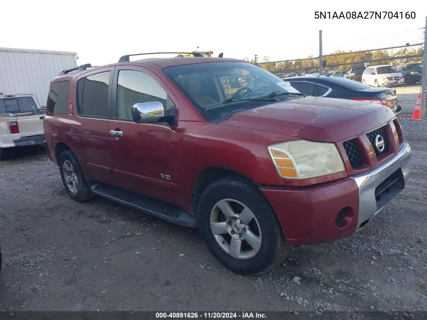 2007 Nissan Armada Se VIN: 5N1AA08A27N704160 Lot: 40891626