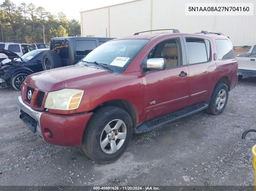 2007 Nissan Armada Se VIN: 5N1AA08A27N704160 Lot: 40891626