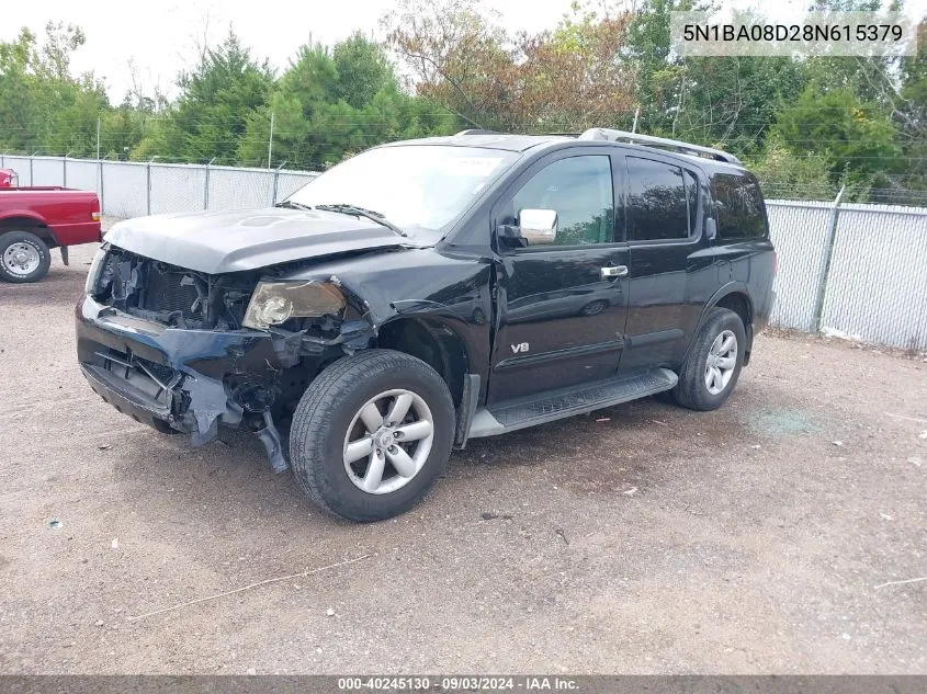 2008 Nissan Armada Se VIN: 5N1BA08D28N615379 Lot: 40245130