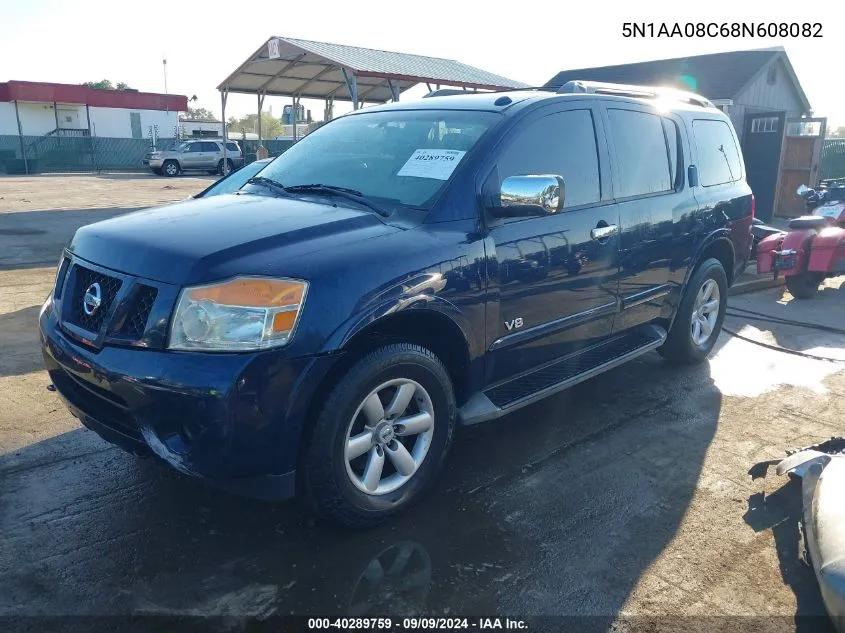 2008 Nissan Armada Se VIN: 5N1AA08C68N608082 Lot: 40289759