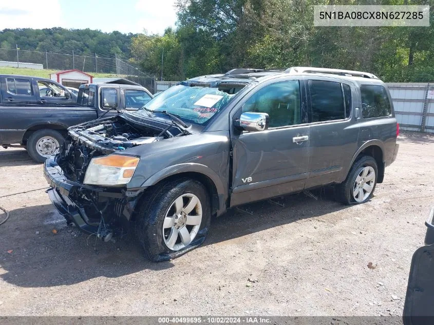 2008 Nissan Armada Le VIN: 5N1BA08CX8N627285 Lot: 40499695