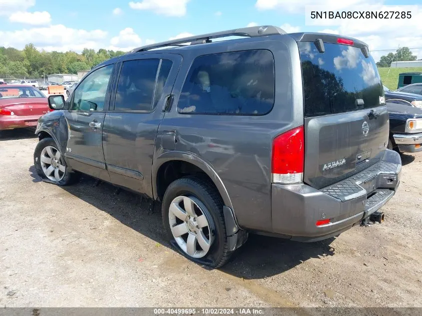 2008 Nissan Armada Le VIN: 5N1BA08CX8N627285 Lot: 40499695