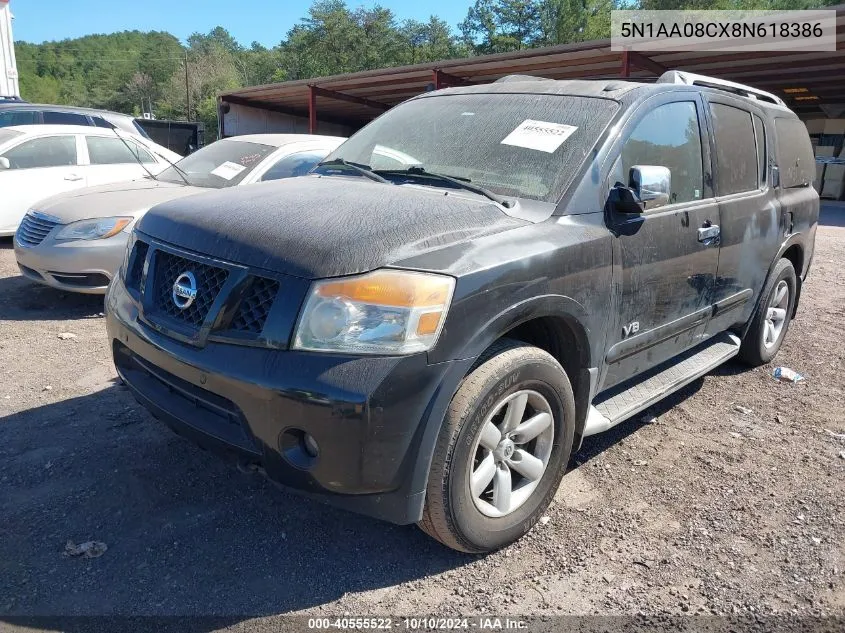 2008 Nissan Armada Se VIN: 5N1AA08CX8N618386 Lot: 40555522