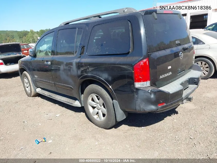 2008 Nissan Armada Se VIN: 5N1AA08CX8N618386 Lot: 40555522