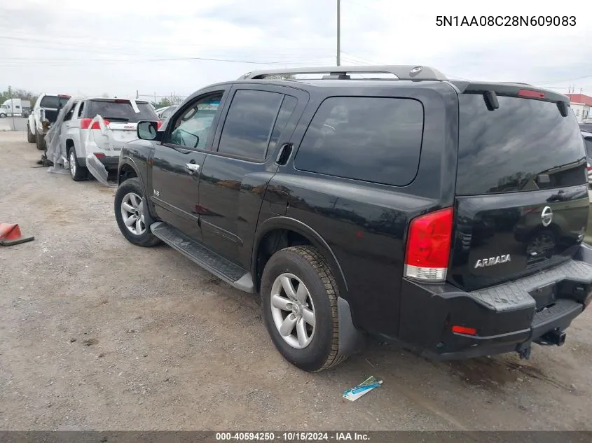 2008 Nissan Armada Se VIN: 5N1AA08C28N609083 Lot: 40594250