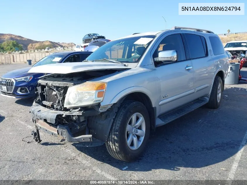 2008 Nissan Armada Se VIN: 5N1AA08DX8N624794 Lot: 40597574