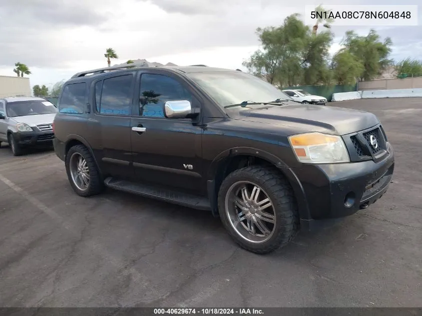 2008 Nissan Armada Se VIN: 5N1AA08C78N604848 Lot: 40629674