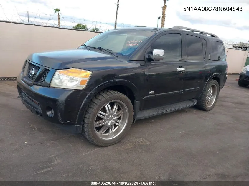 2008 Nissan Armada Se VIN: 5N1AA08C78N604848 Lot: 40629674