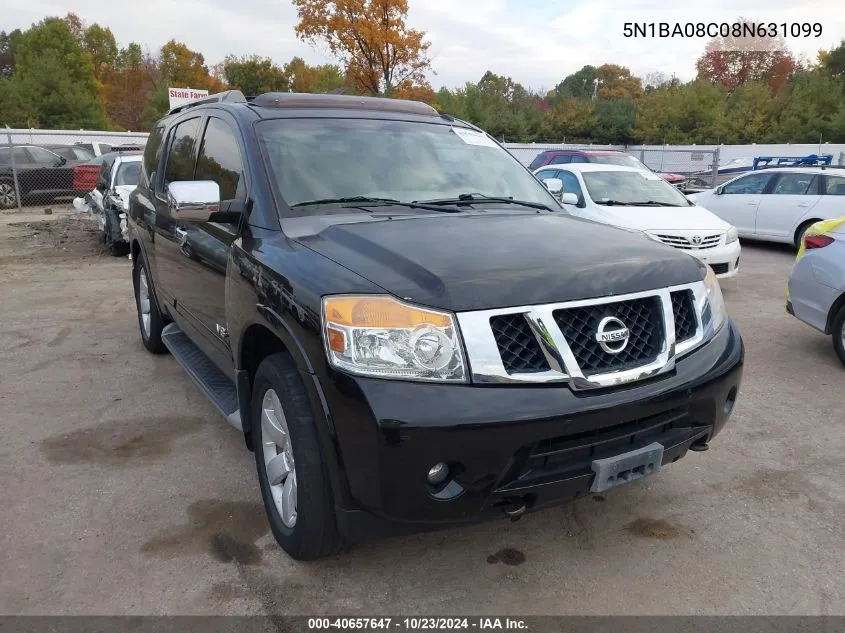 2008 Nissan Armada Le VIN: 5N1BA08C08N631099 Lot: 40657647