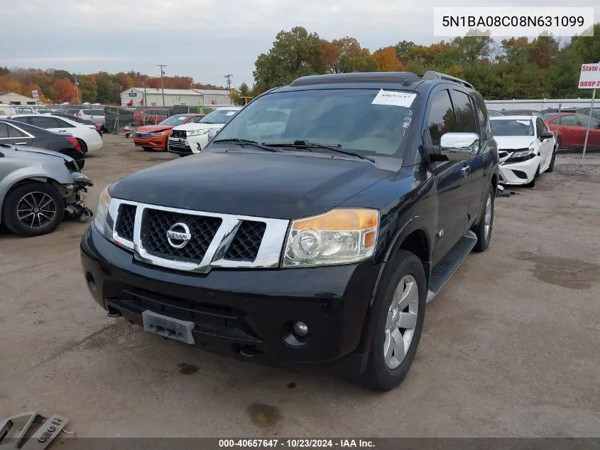 2008 Nissan Armada Le VIN: 5N1BA08C08N631099 Lot: 40657647