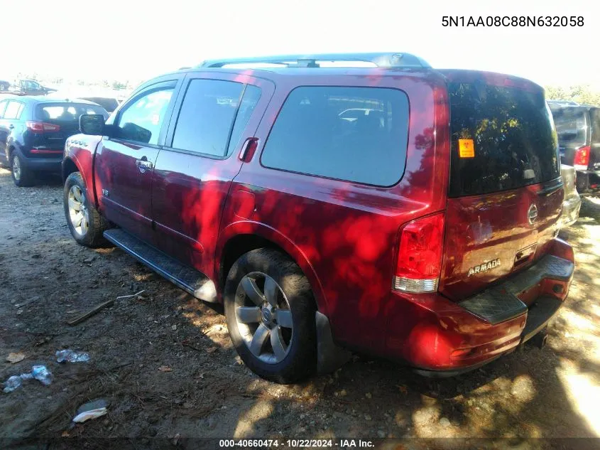 2008 Nissan Armada Le VIN: 5N1AA08C88N632058 Lot: 40660474